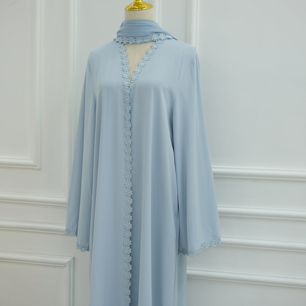 Abaya avec Hijab – Dentelle Florale