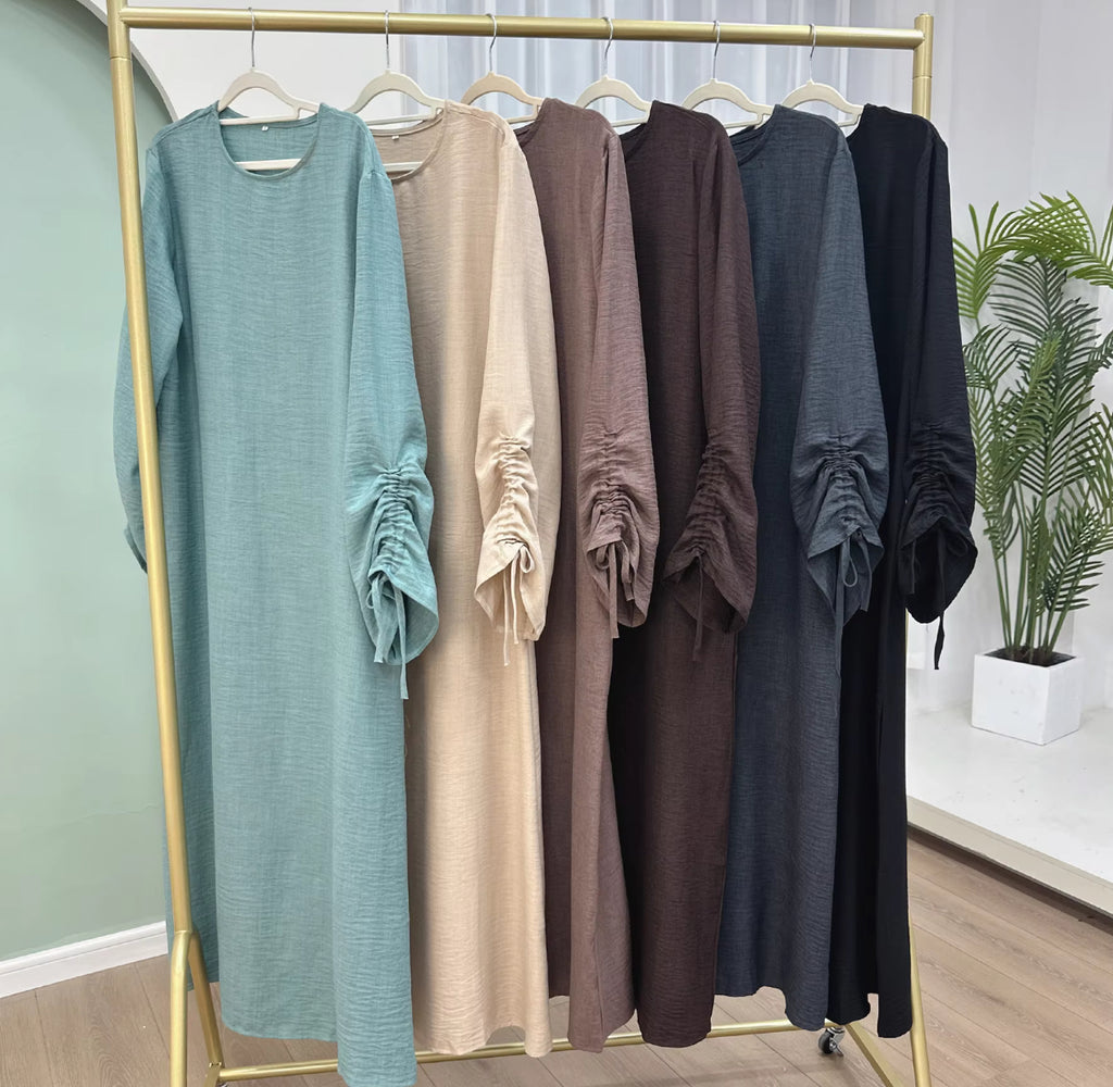 Abaya manches froncées