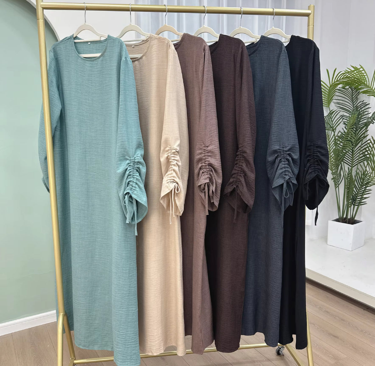 Abaya manches froncées