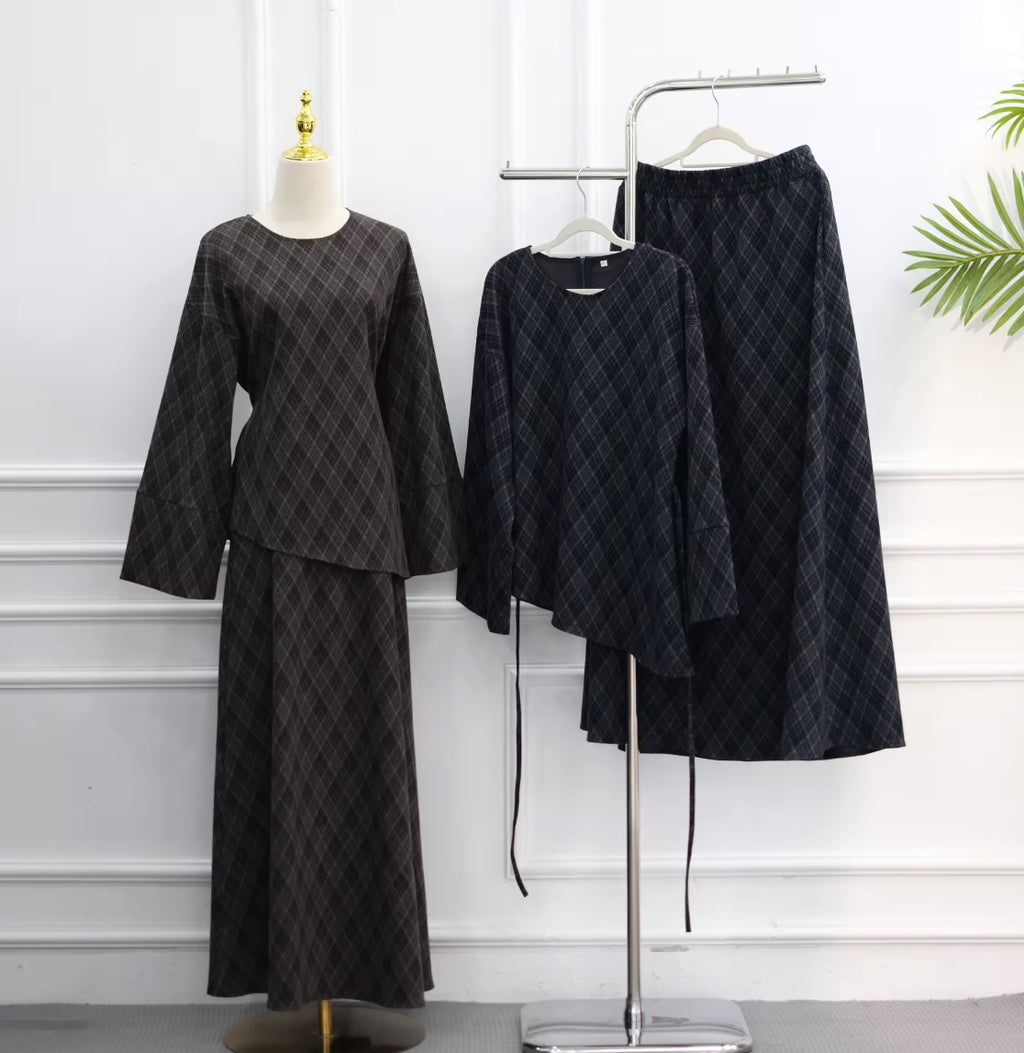 Plaid skirt set