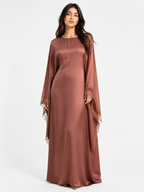 Satin abaya caftan with lace