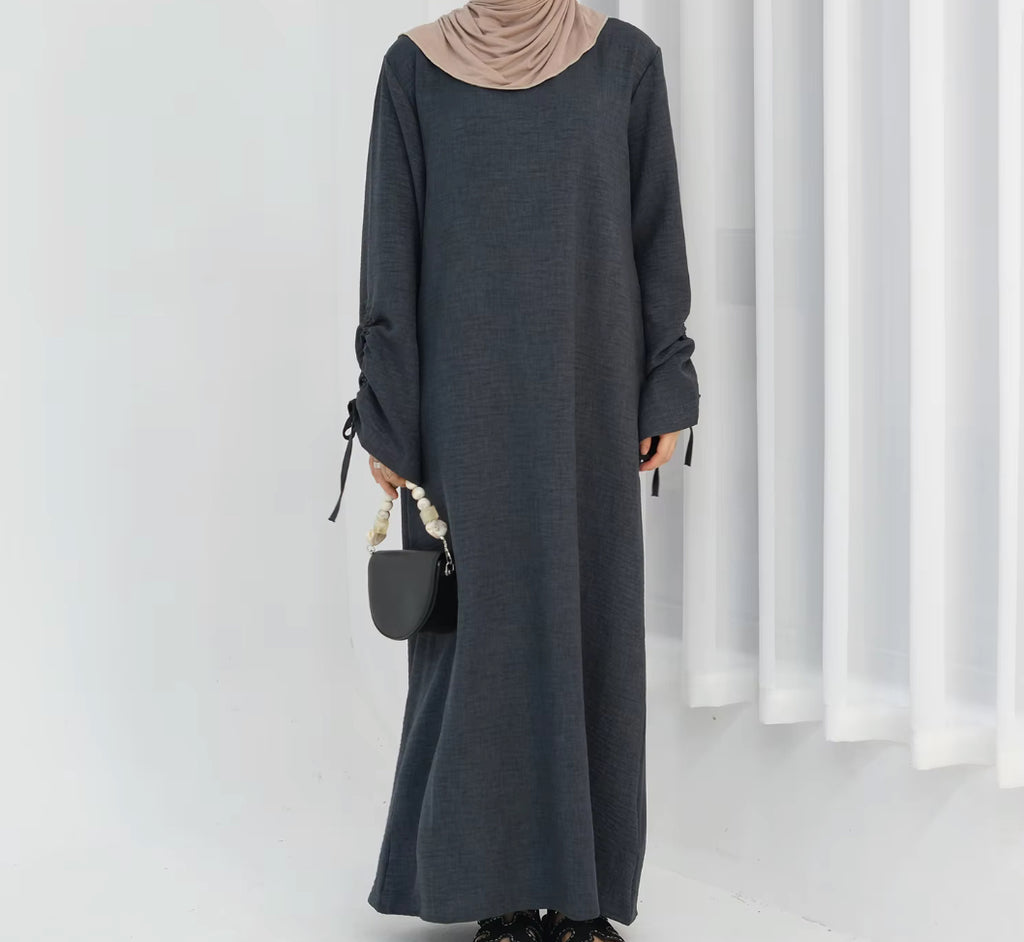 Abaya manches froncées