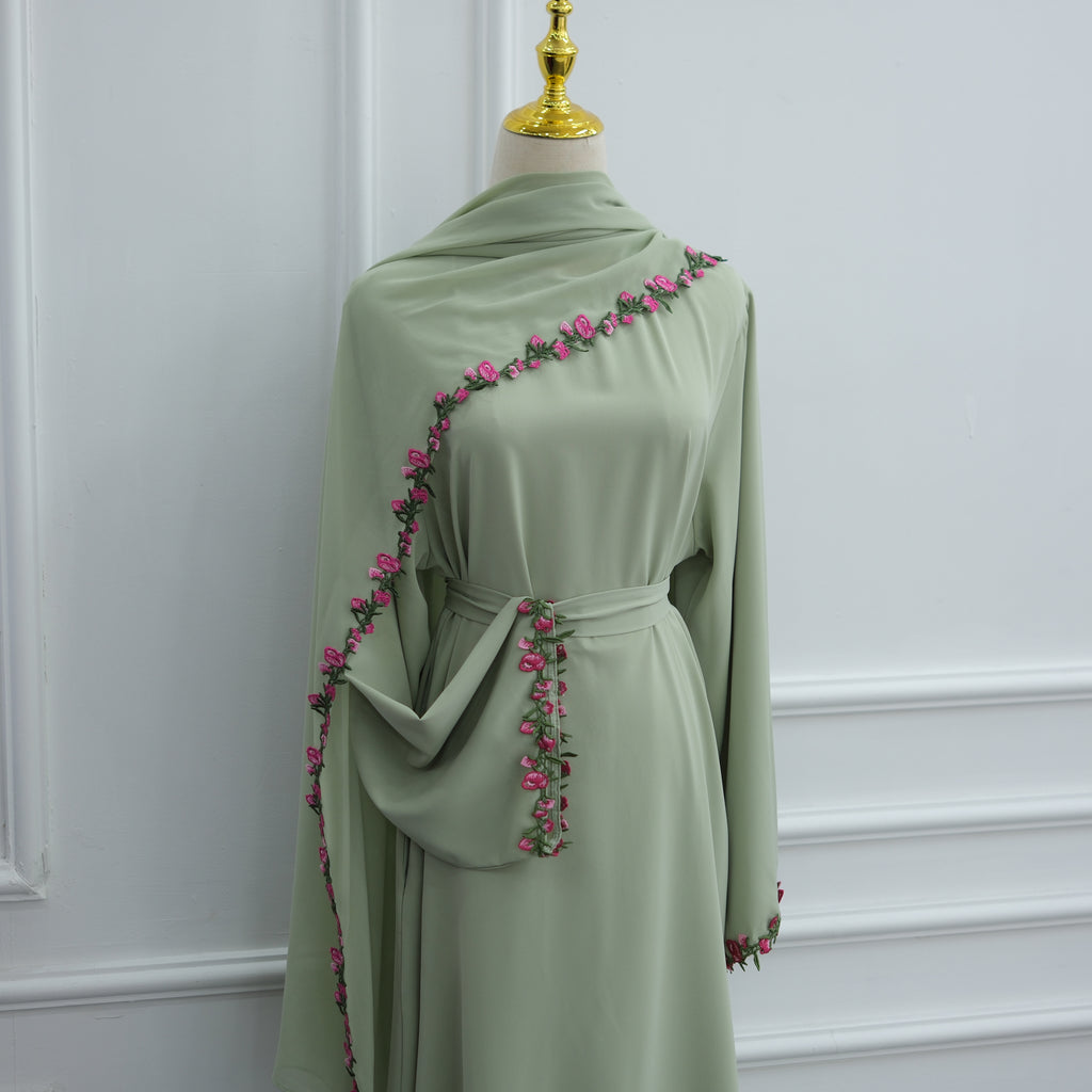 Ensemble abaya et hijab flower
