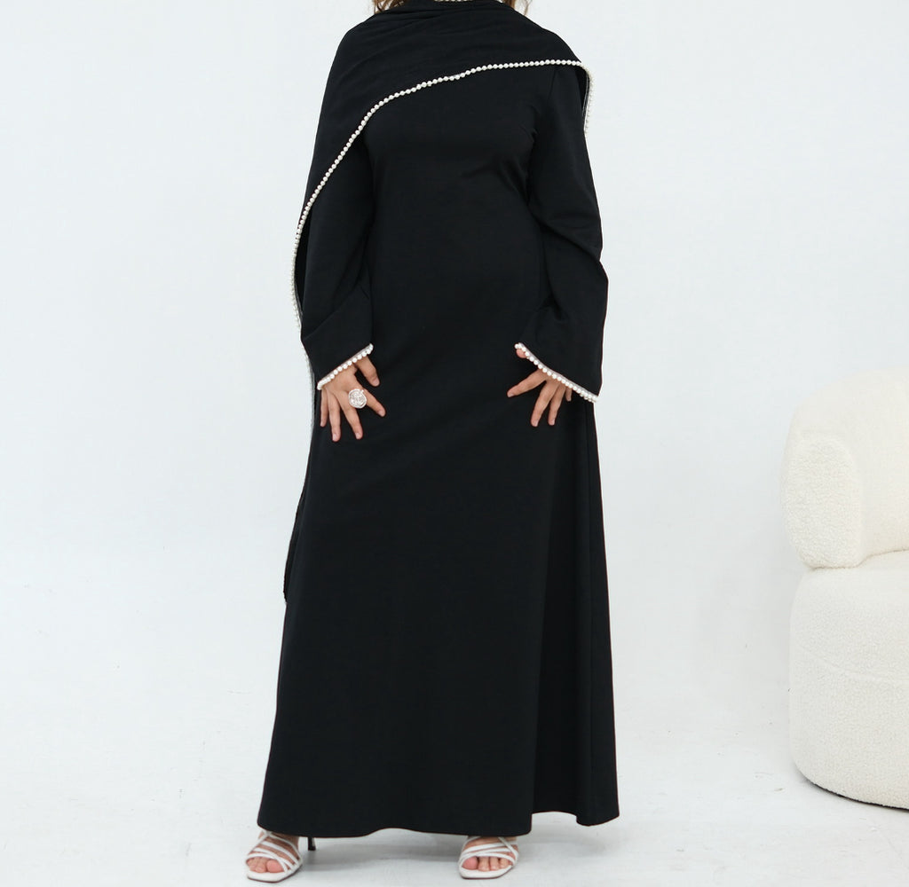Abaya Cape amovible Perlée
