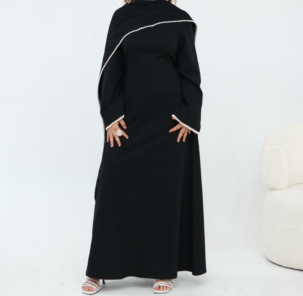 Abaya Cape amovible Perlée