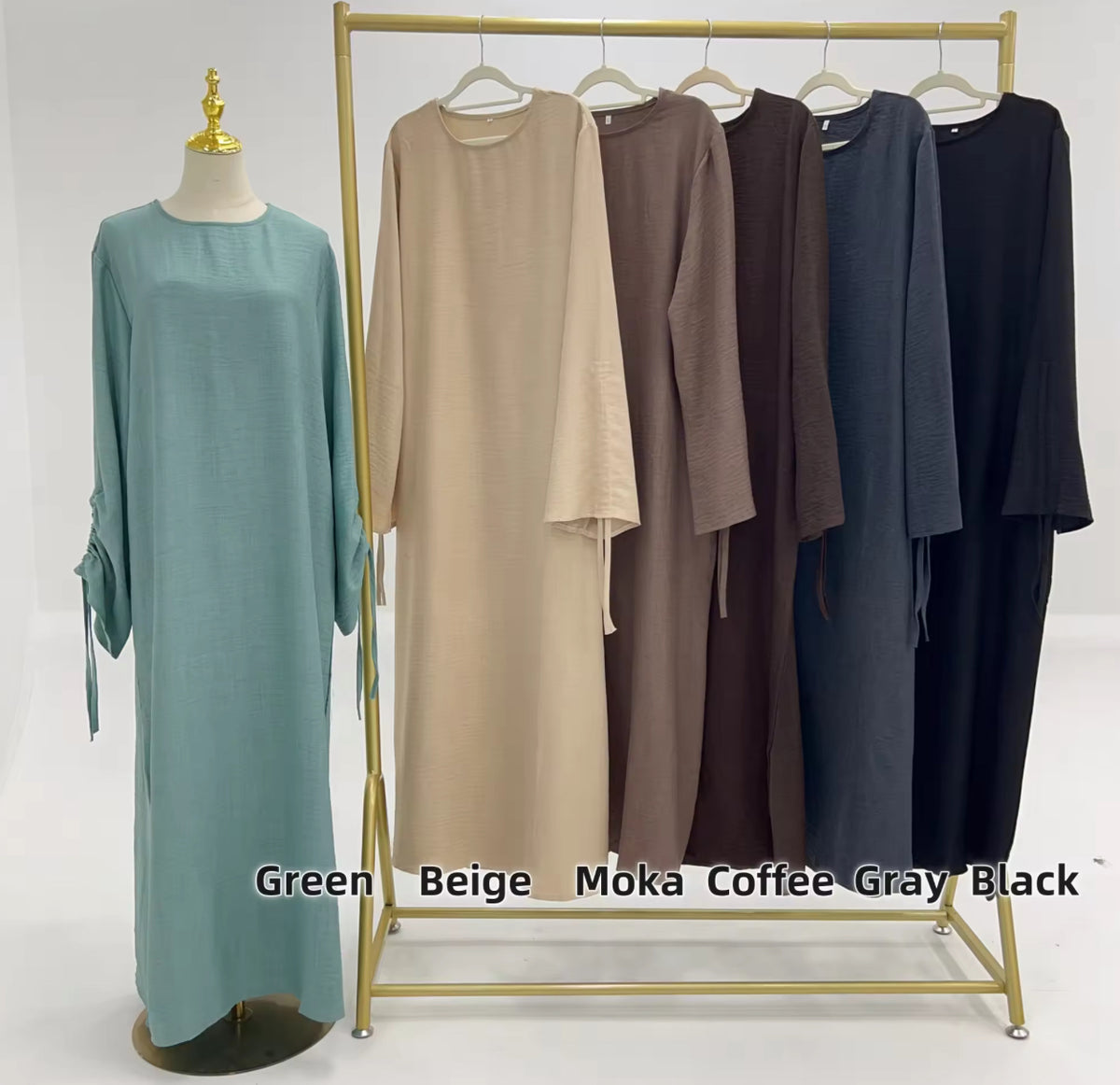 Abaya manches froncées