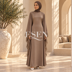 Satin abaya caftan with lace