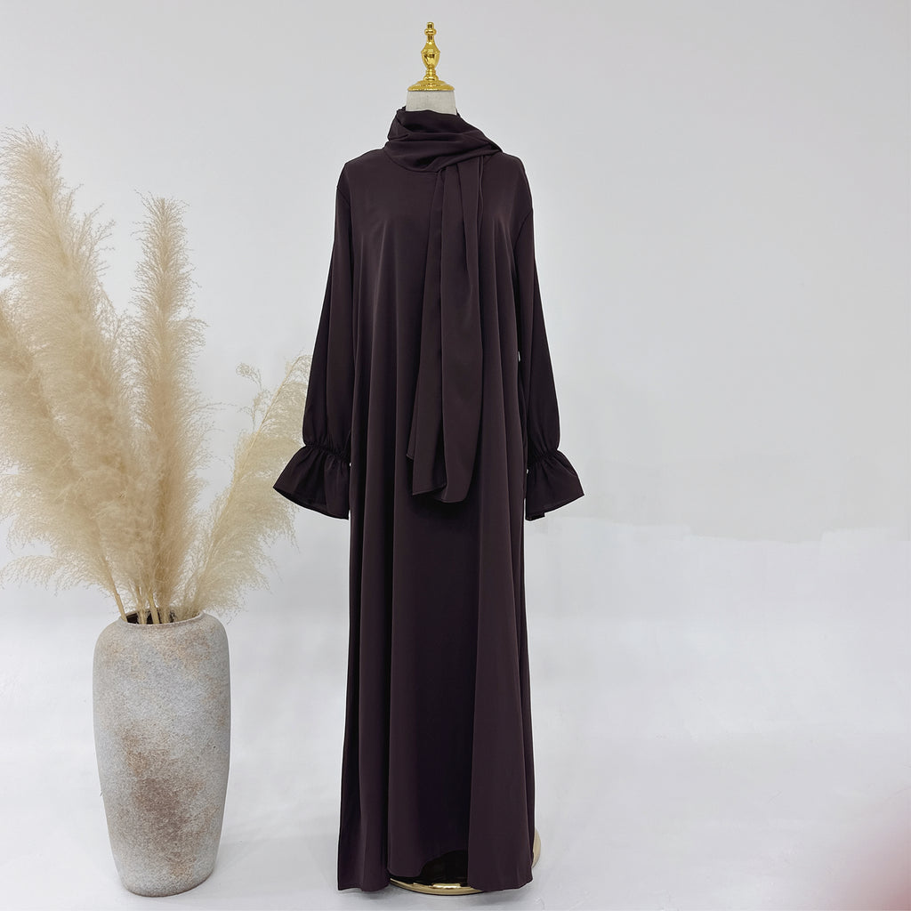 Abaya manches volantées