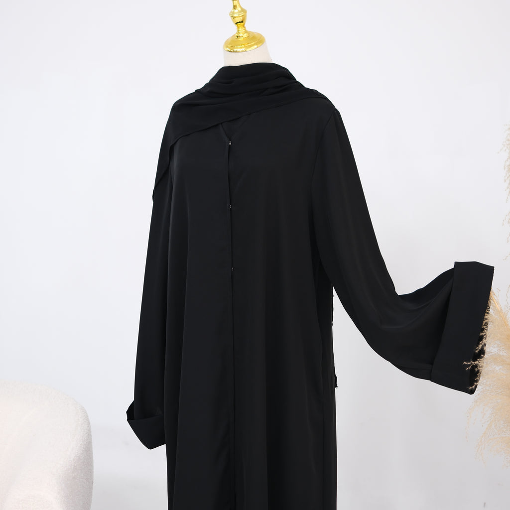 Ensemble abaya et hijab boutonné