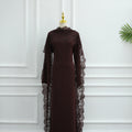 Abaya à cape amovible en dentelle