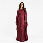Satin abaya caftan with lace