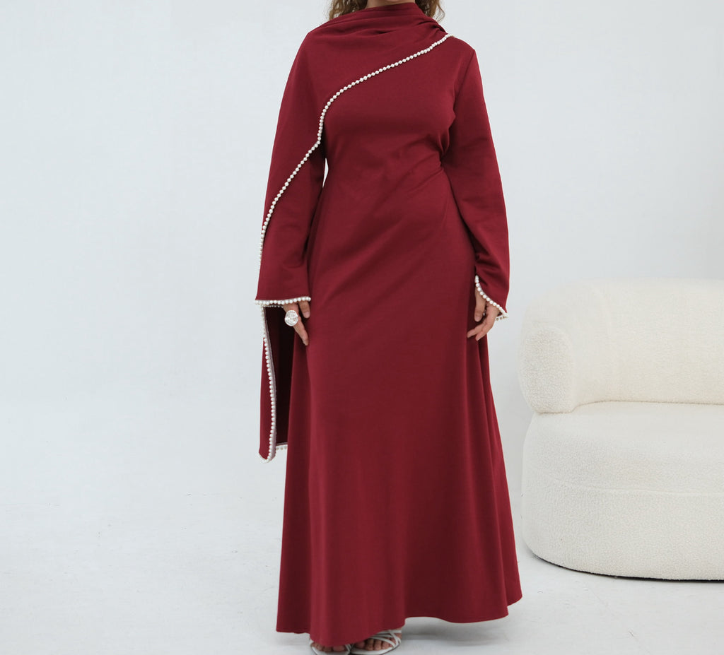 Abaya Cape amovible Perlée