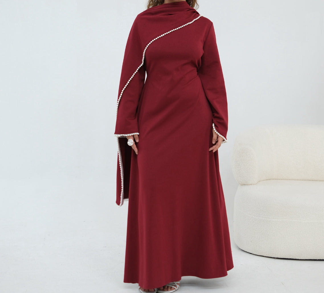 Abaya Cape amovible Perlée