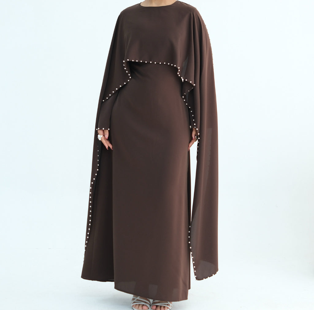 Elegant Abaya Cape – Pearl Finish