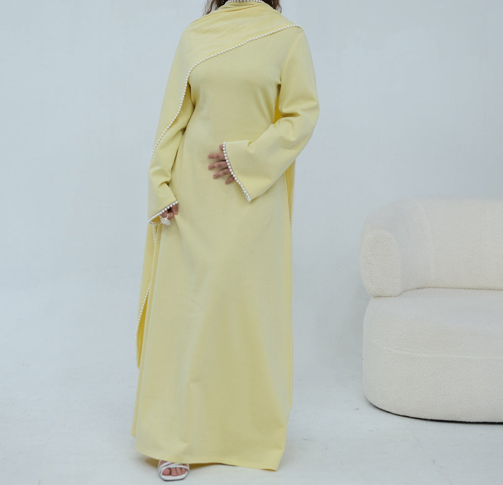 Abaya Cape amovible Perlée
