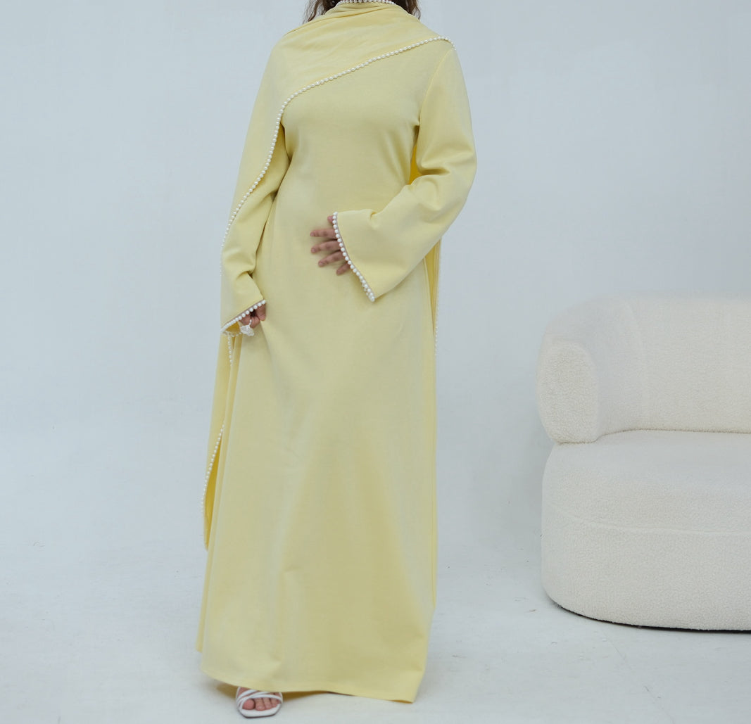 Abaya Cape amovible Perlée