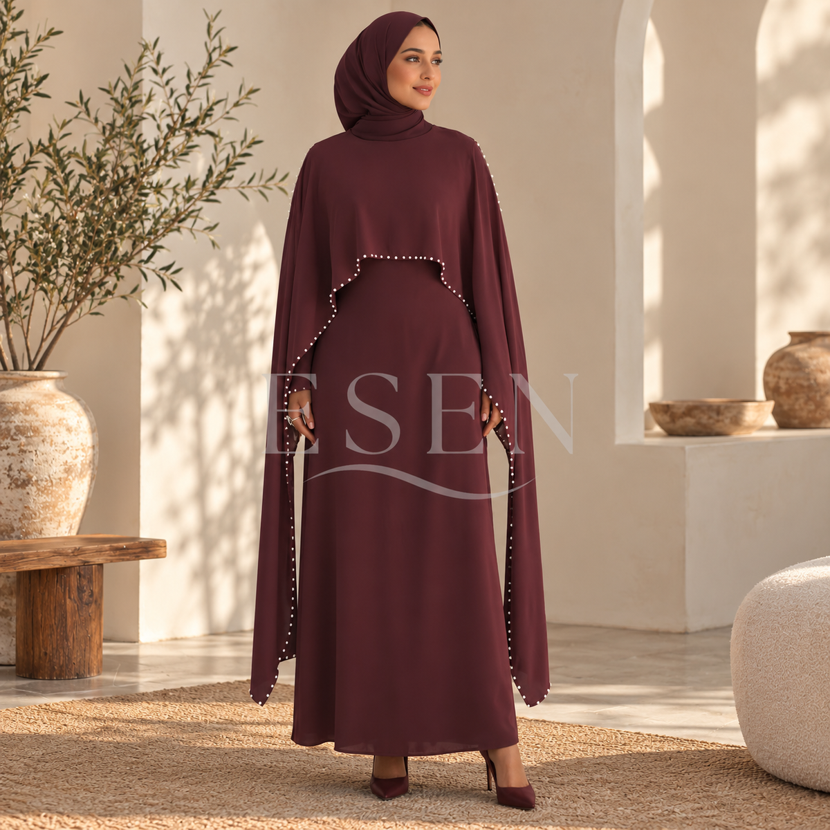 Abaya Cape Élégante – Finition Perlée