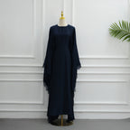 Satin abaya caftan with lace