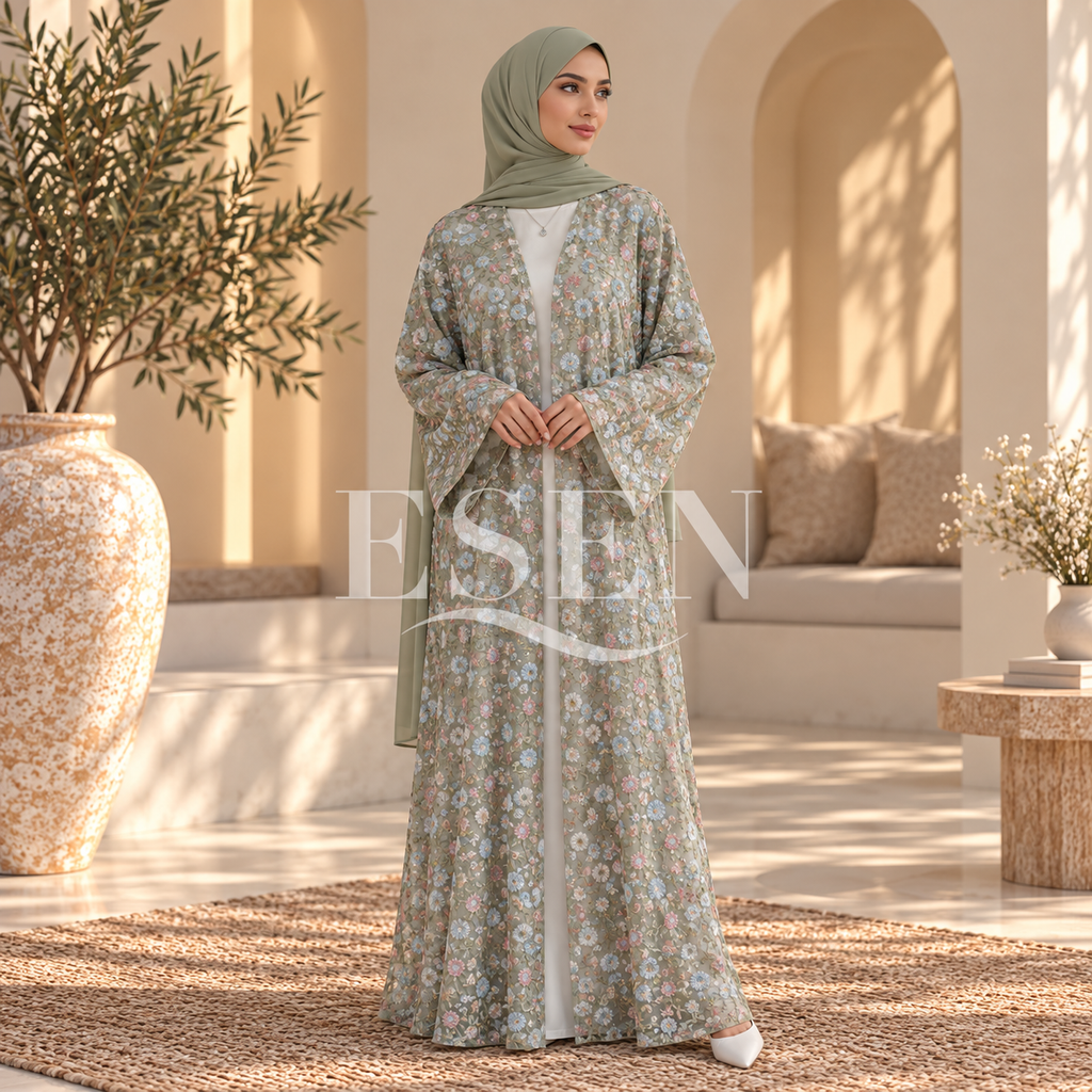 Ensemble abaya et hijab Flowers