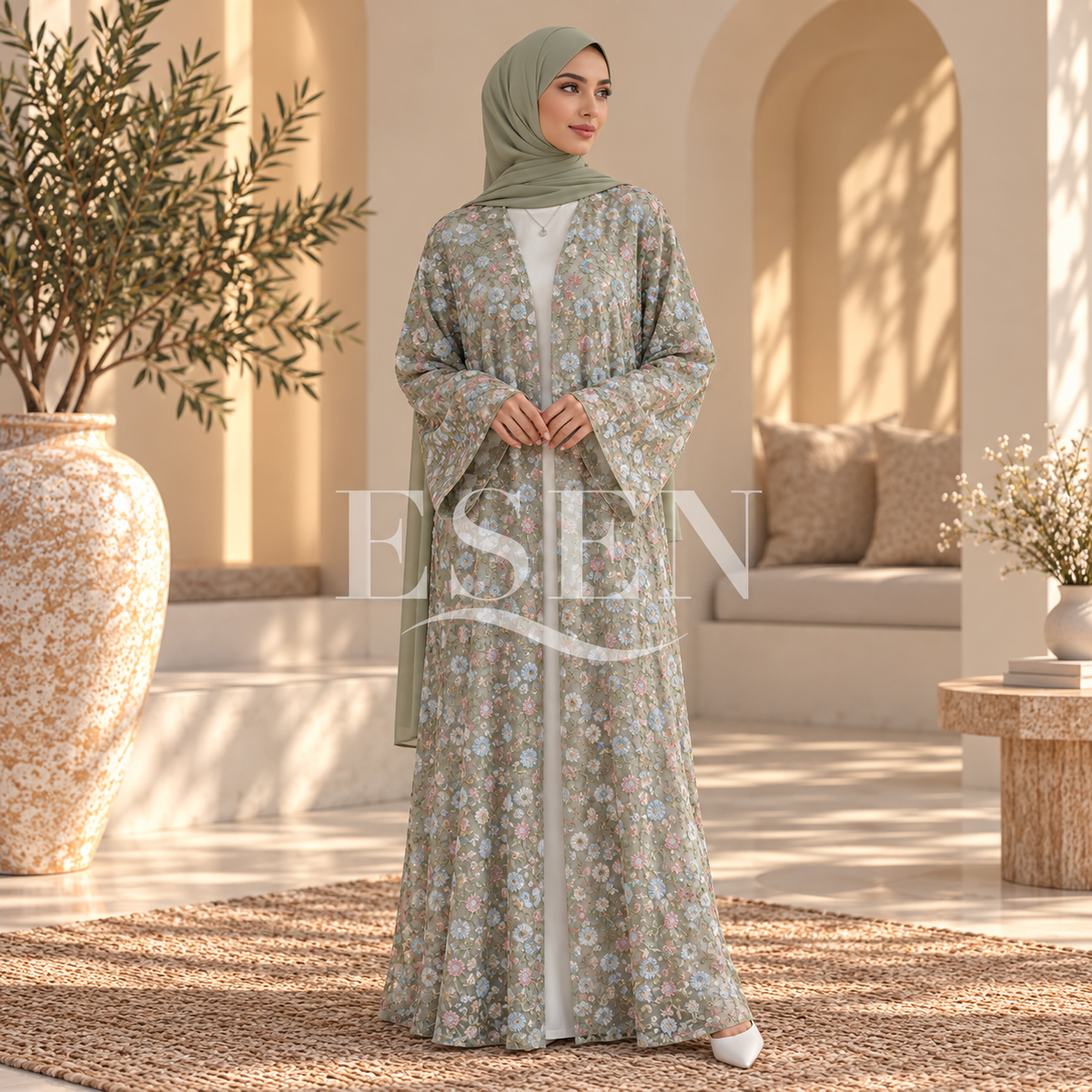 Ensemble abaya et hijab Flowers