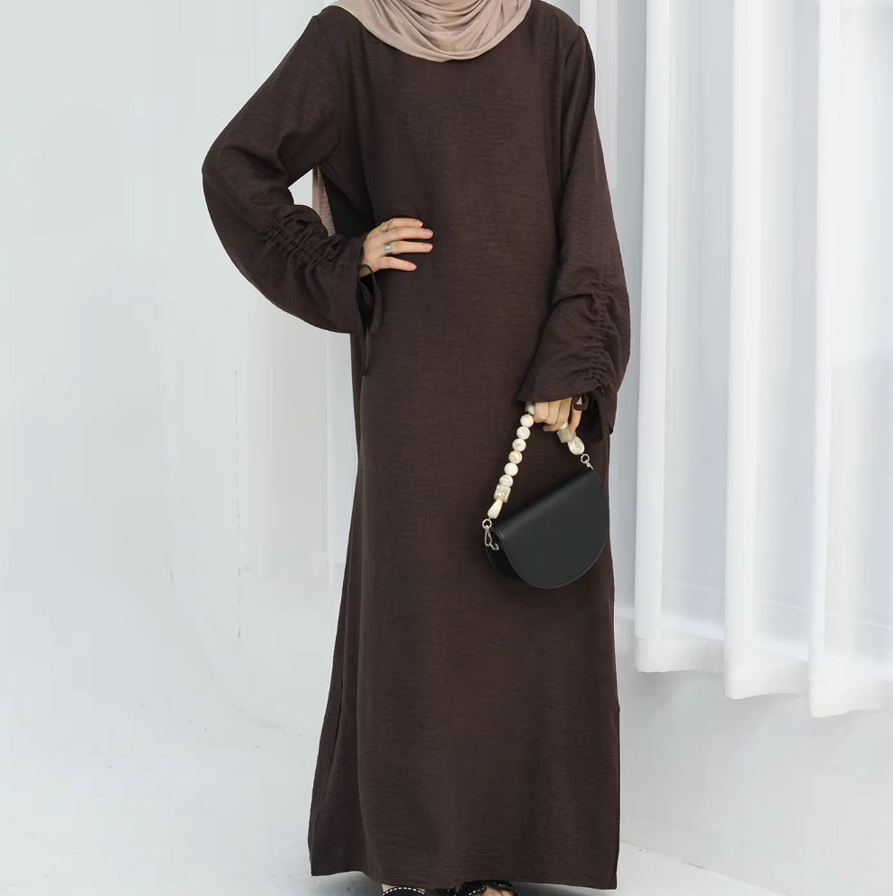 Abaya manches froncées