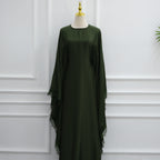 Satin abaya caftan with lace