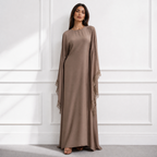 Satin abaya caftan with lace
