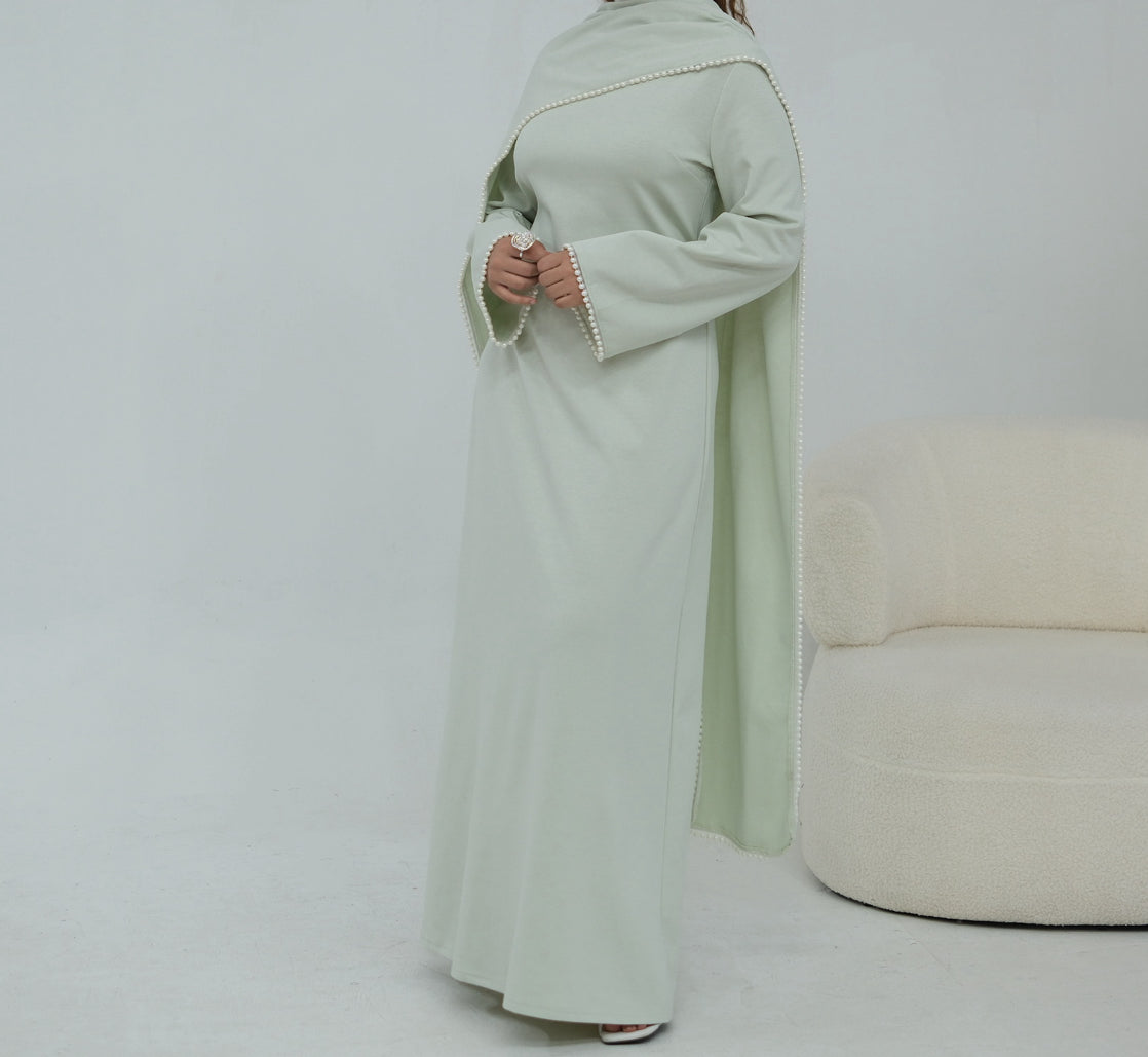 Abaya Cape amovible Perlée