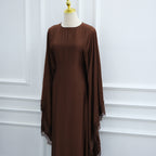 Satin abaya caftan with lace