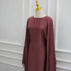 Satin abaya caftan with lace