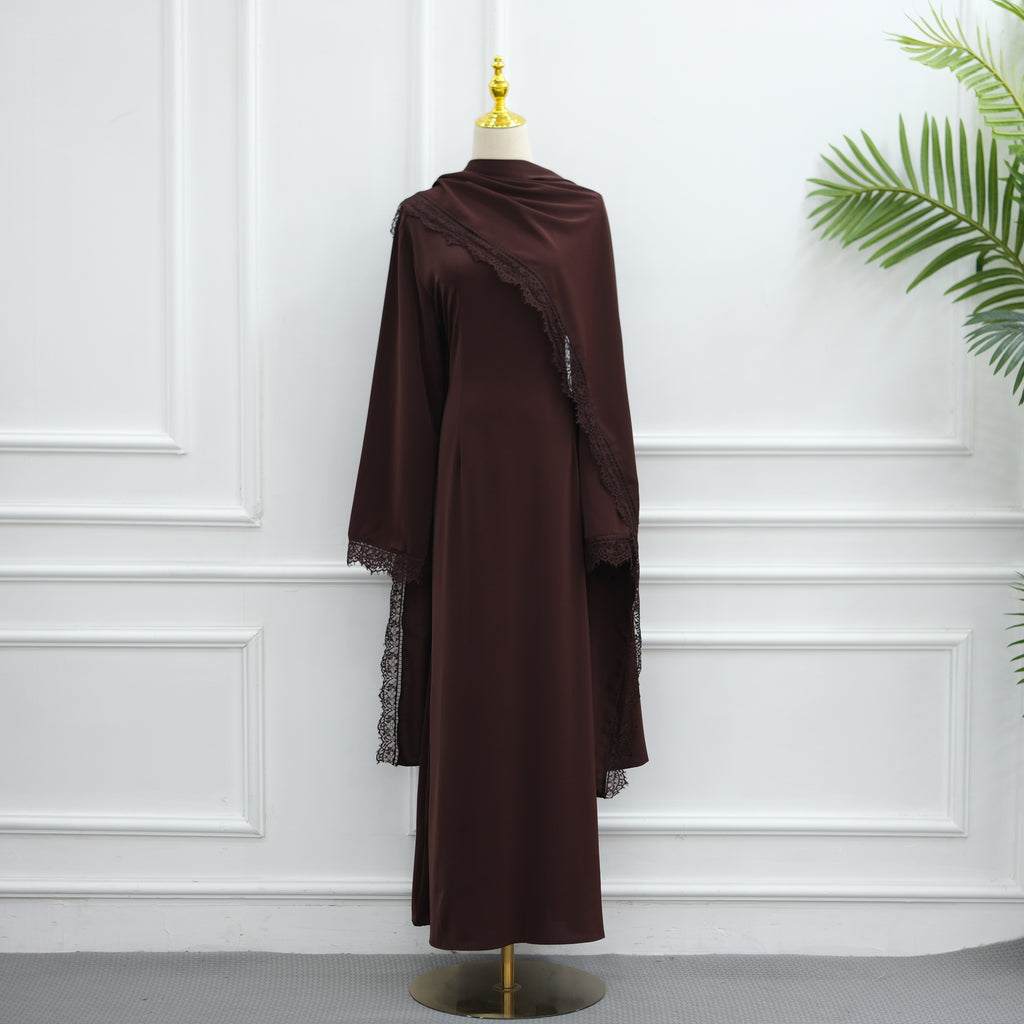 Abaya à Cape Amovible et Finitions Dentelle