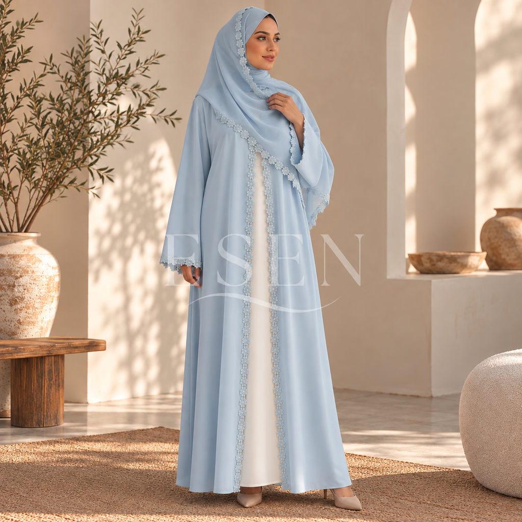 Abaya avec Hijab – Dentelle Florale