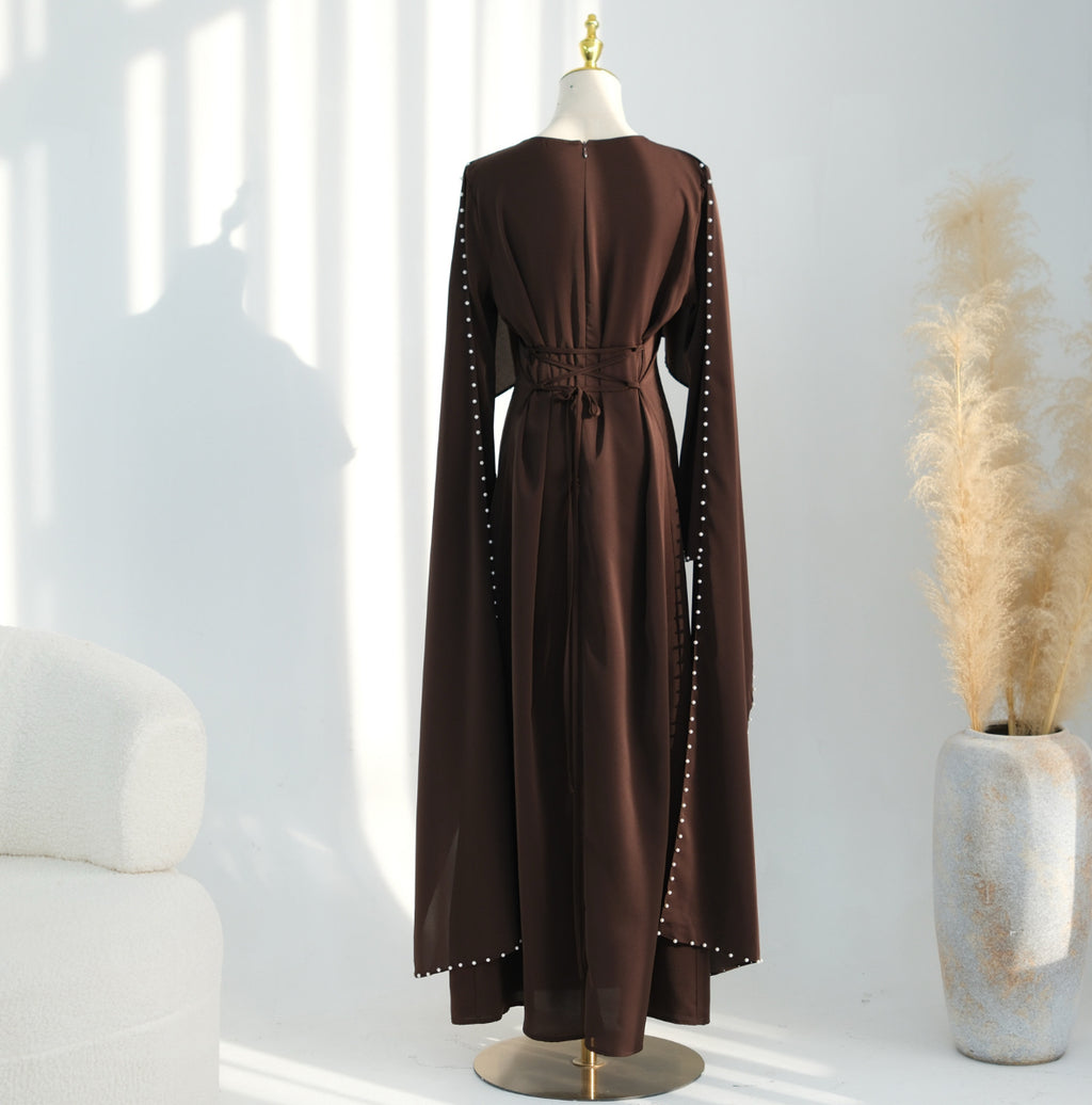 Elegant Abaya Cape – Pearl Finish