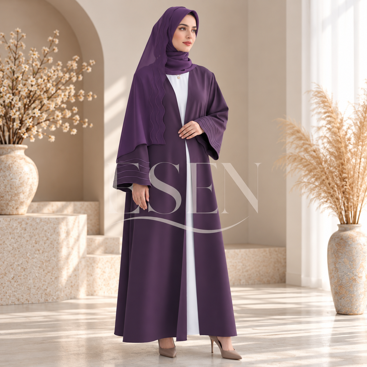 Ensemble abaya avec hijab assorti
