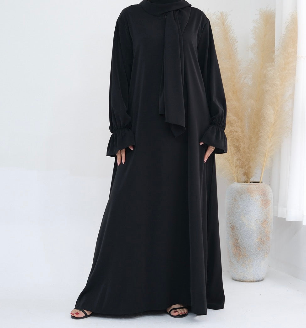 Abaya manches volantées