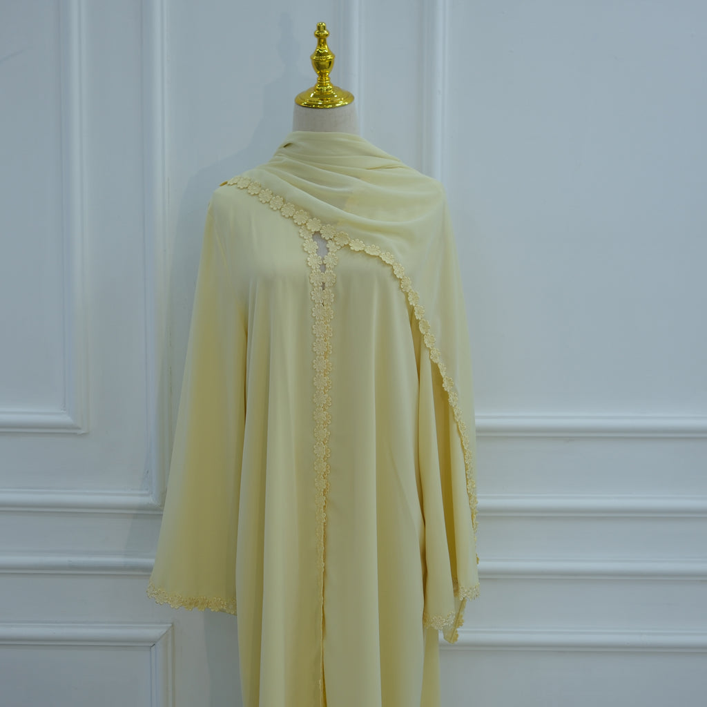 Abaya avec Hijab – Dentelle Florale
