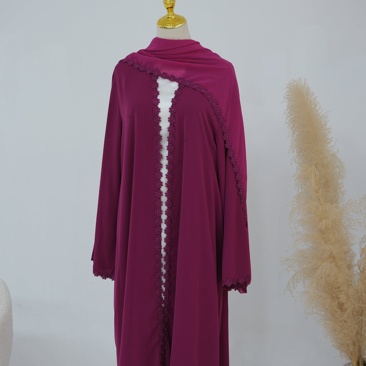 Abaya avec Hijab – Dentelle Florale