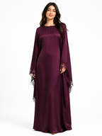 Satin abaya caftan with lace