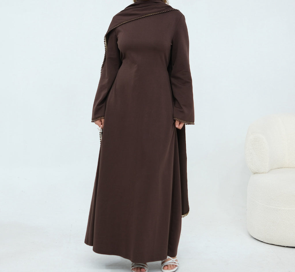 Abaya Cape amovible Perlée