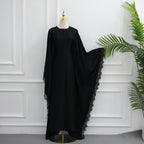Satin abaya caftan with lace