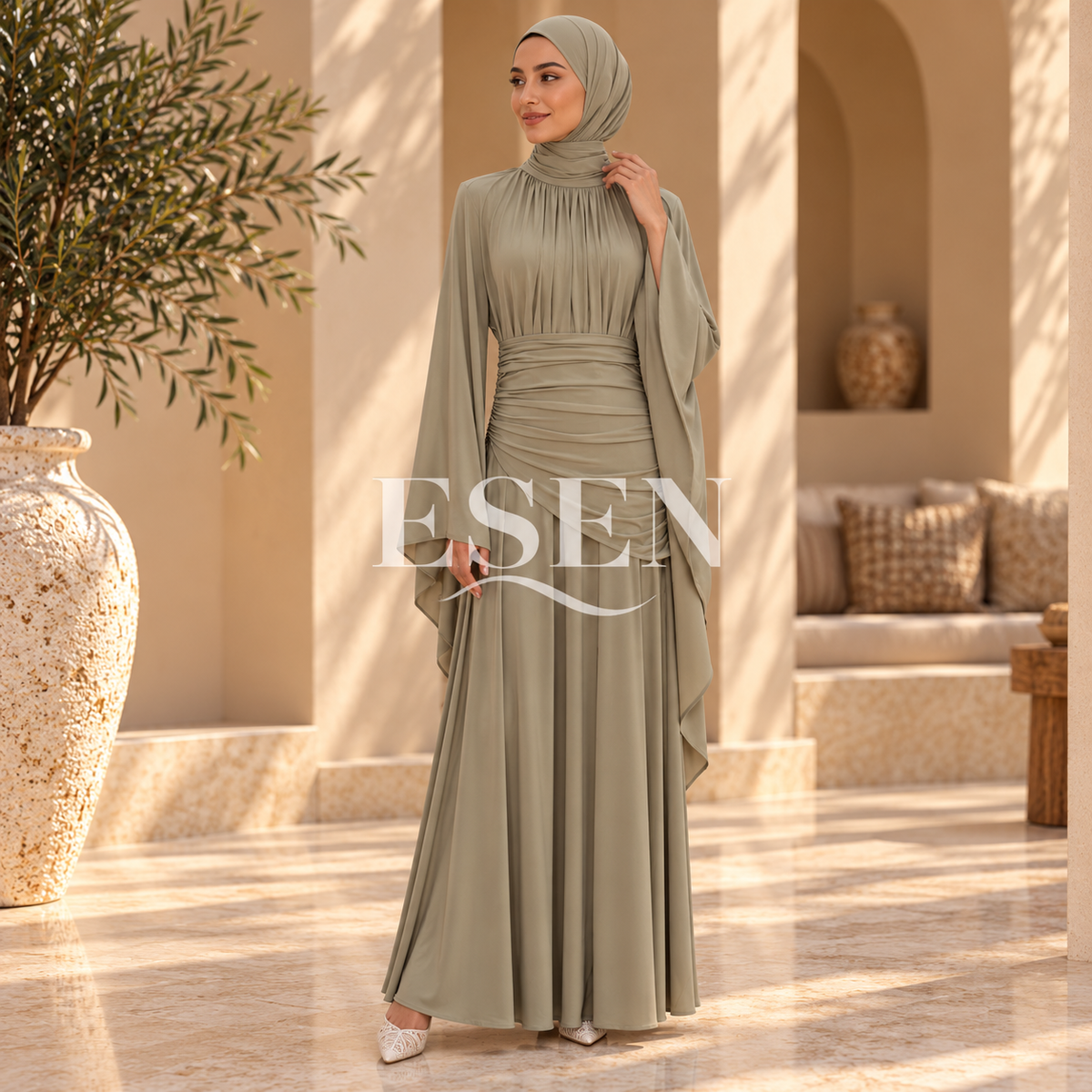 Robe longue drapée
