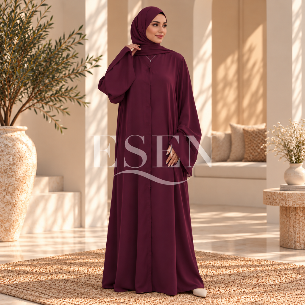 Ensemble abaya et hijab boutonné