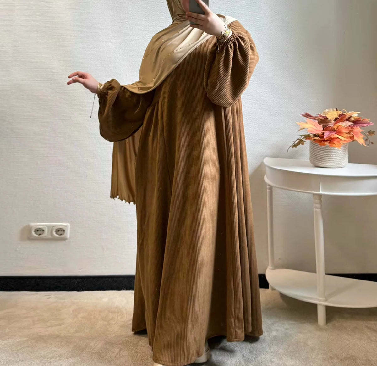 Abaya velours côtelé
