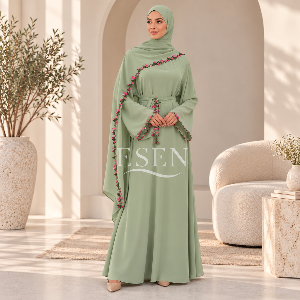 Ensemble abaya et hijab flower