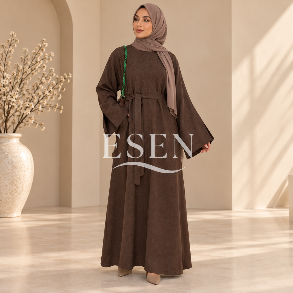 Abaya longue avec ceinture